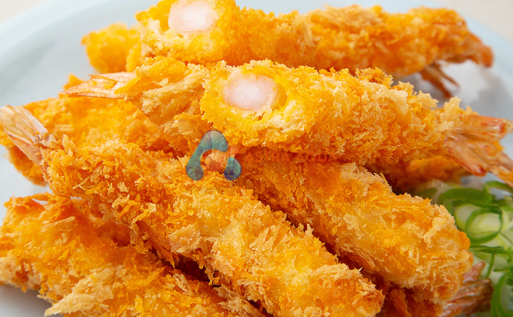 tôm thẻ chân trắng tẩm bột, xiên que